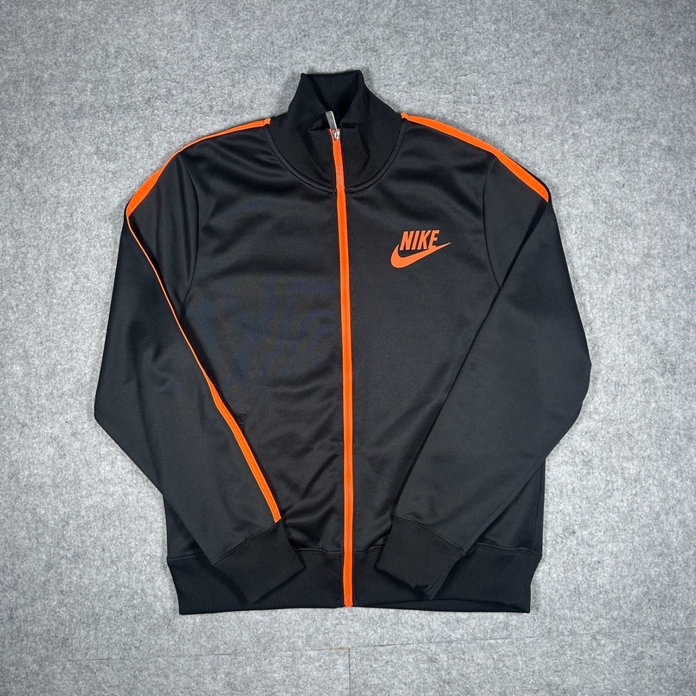 Nike Track Jacket Mens Large Black Orange Sportswear Full Zip Athletic Workout